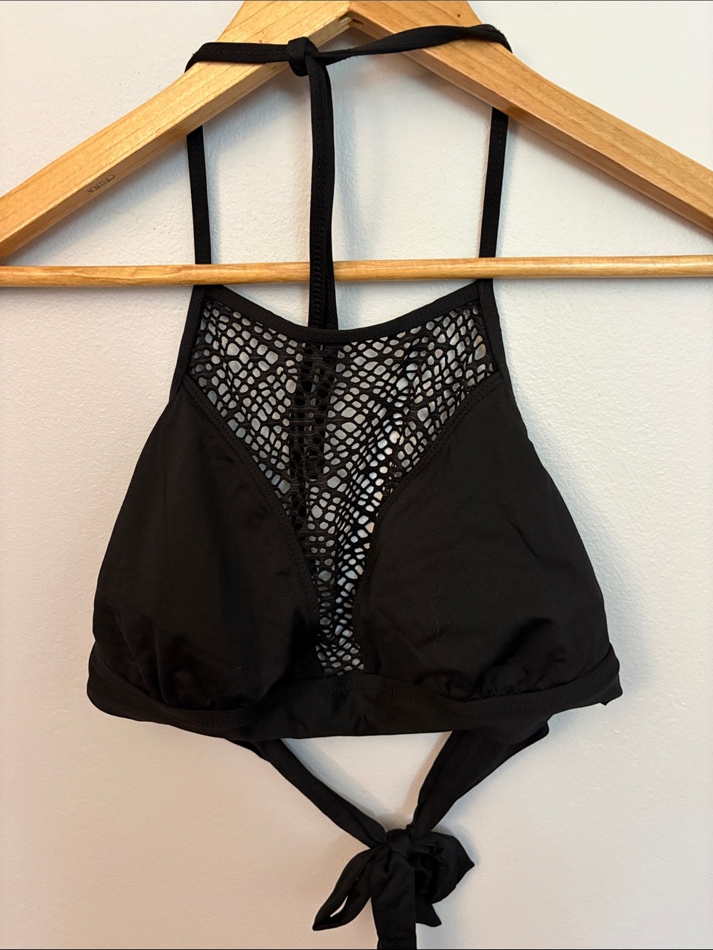 Massimo Black Crochet Halter Bikini Top
